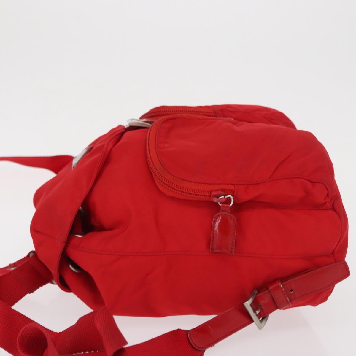 PRADA Backpack Nylon Red Silver Auth 164789