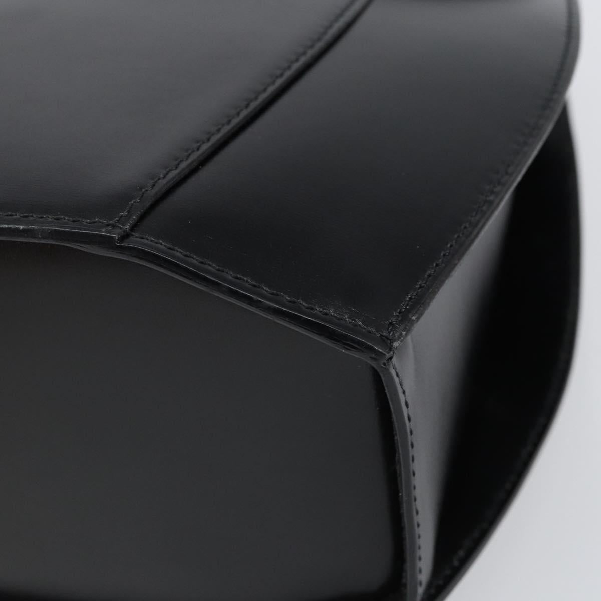 CELINE Hand Bag Leather Black Gold Auth 164791