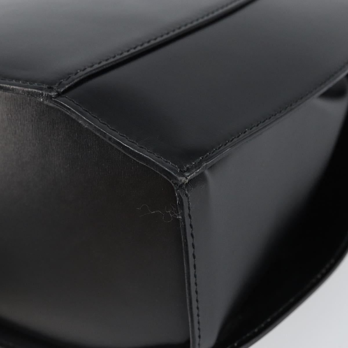 CELINE Hand Bag Leather Black Gold Auth 164791