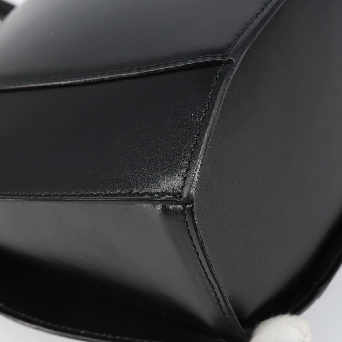 CELINE Hand Bag Leather Black Gold Auth 164791
