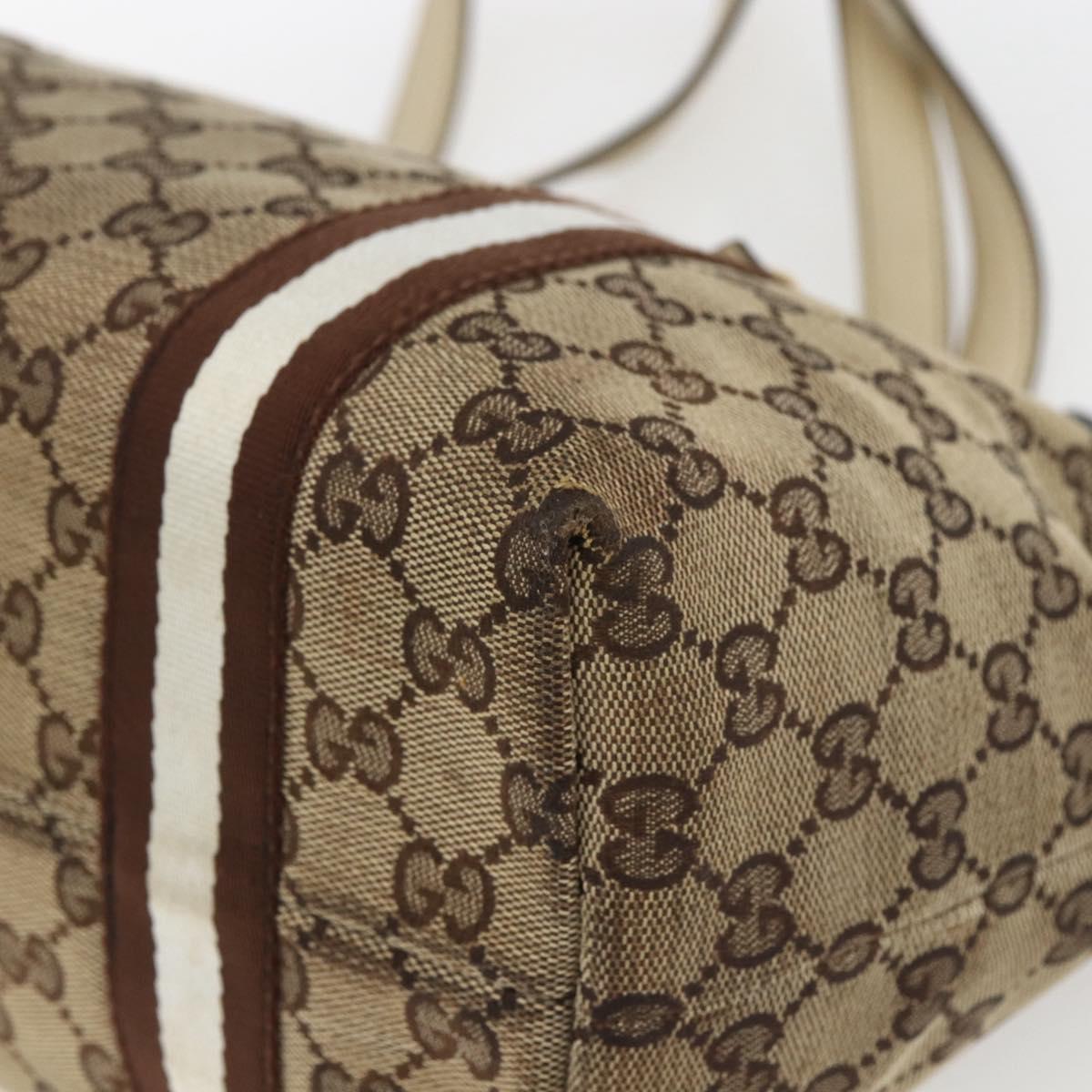 GUCCI GG Canvas Bamboo Hand Bag Beige Gold 137396 Auth 164794