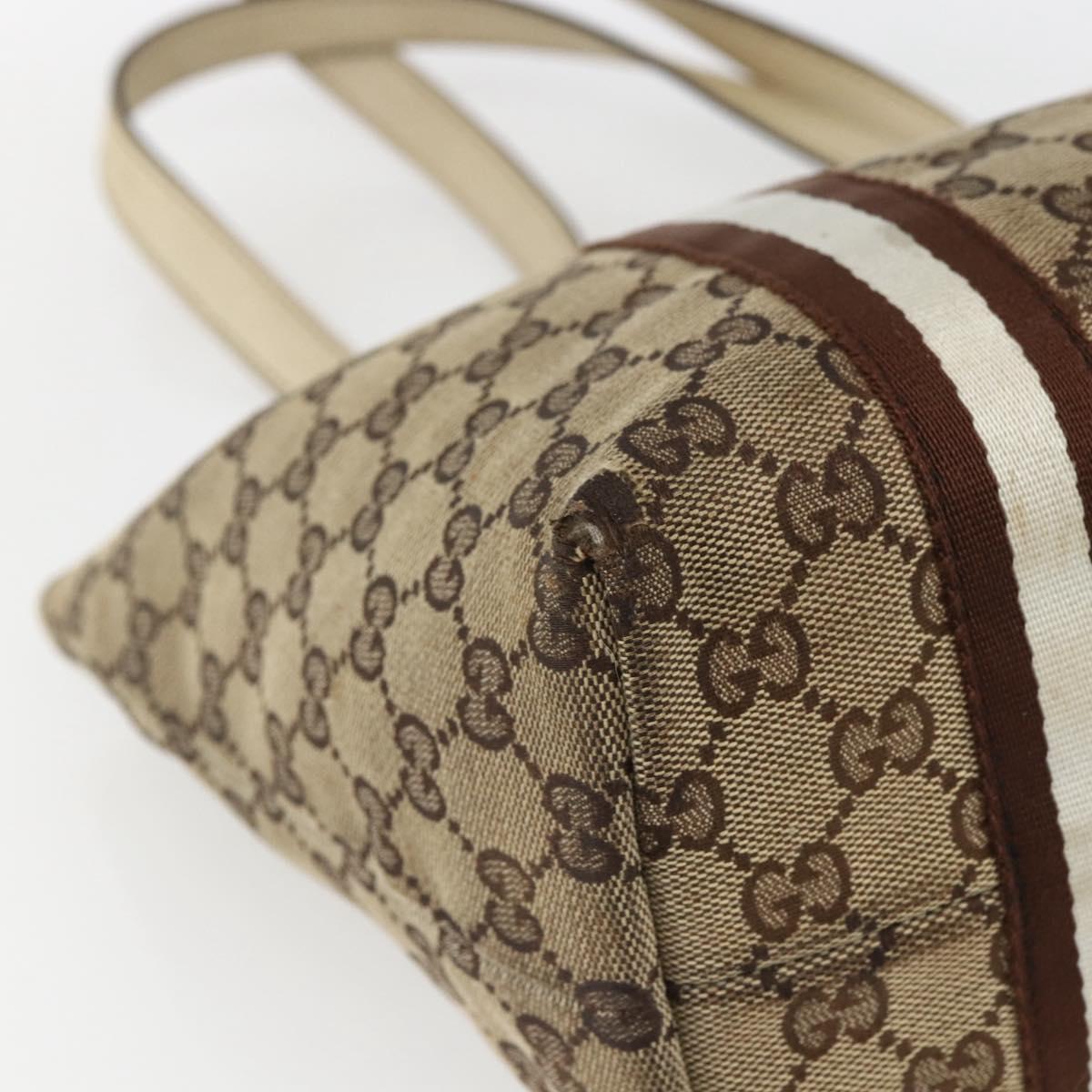 GUCCI GG Canvas Bamboo Hand Bag Beige Gold 137396 Auth 164794