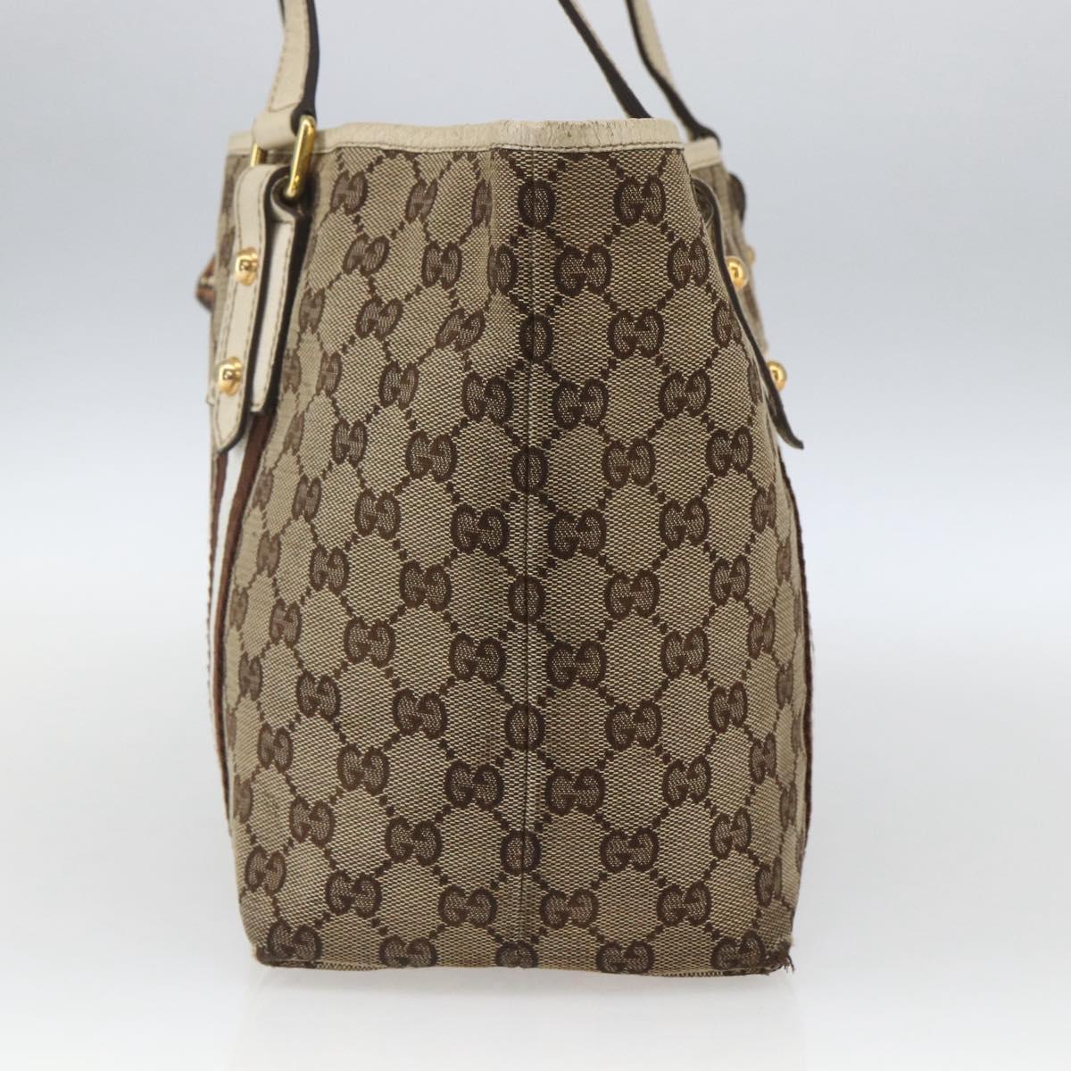 GUCCI GG Canvas Bamboo Hand Bag Beige Gold 137396 Auth 164794