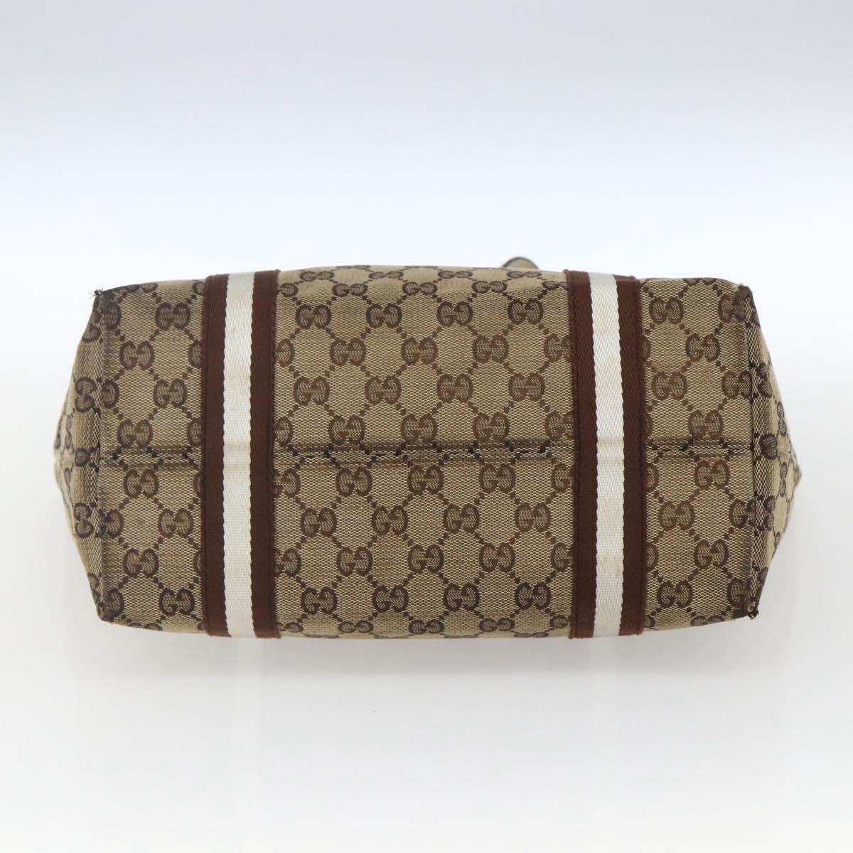 GUCCI GG Canvas Bamboo Hand Bag Beige Gold 137396 Auth 164794