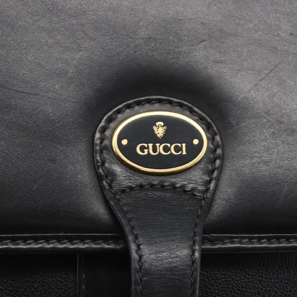 GUCCI Shoulder Bag Leather Black Gold 001 23 1098 Auth 164795