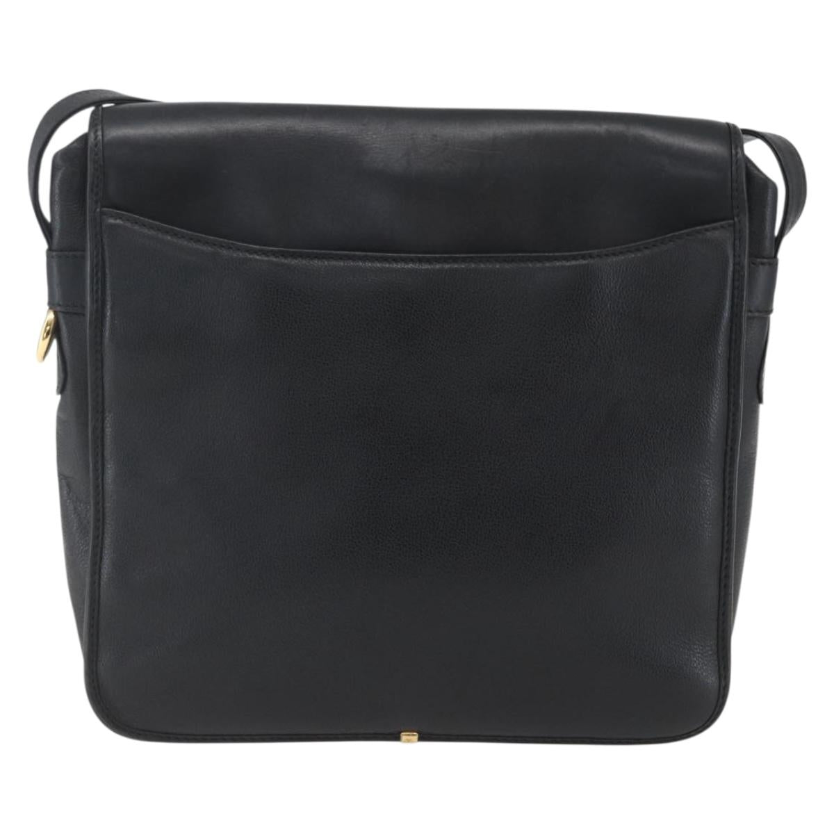 GUCCI Shoulder Bag Leather Black Gold 001 23 1098 Auth 164795