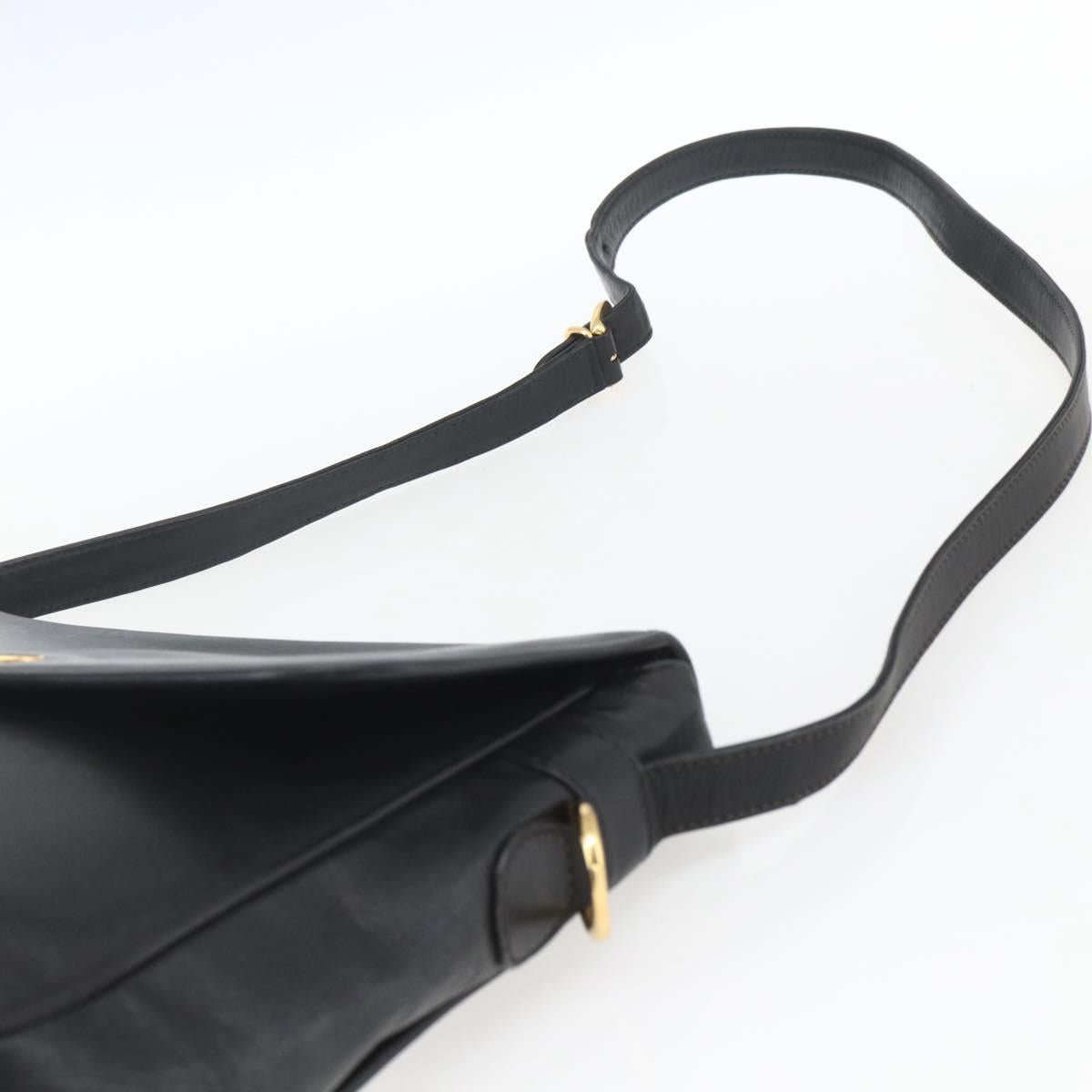 GUCCI Shoulder Bag Leather Black Gold 001 23 1098 Auth 164795