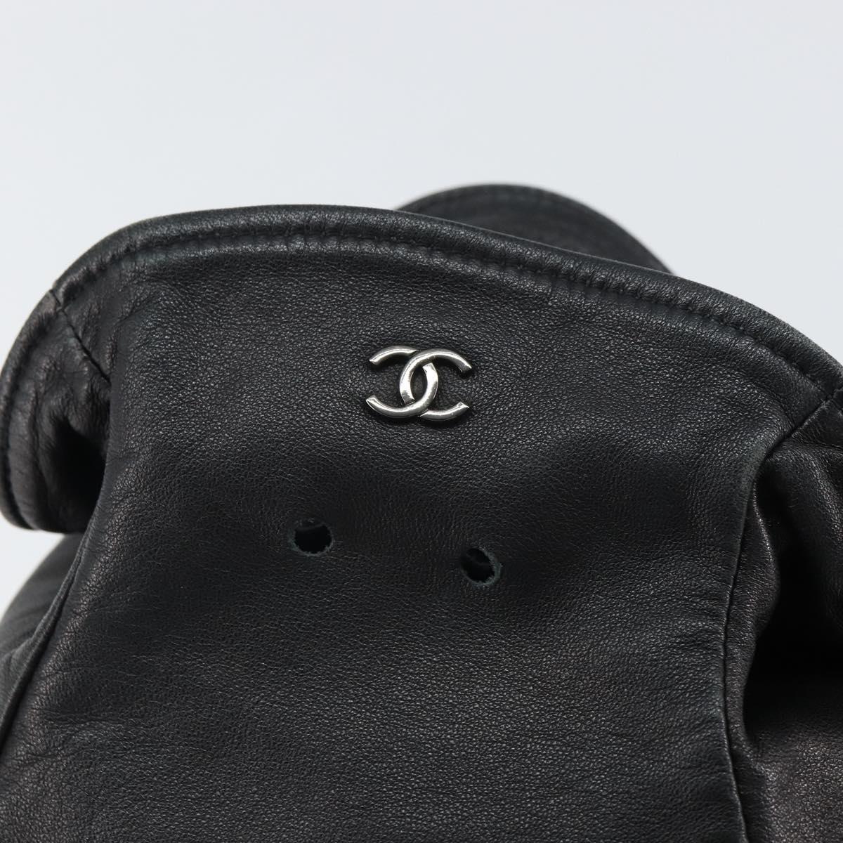 CHANEL Purse Pouch Lamb Skin Black CC Auth 164798