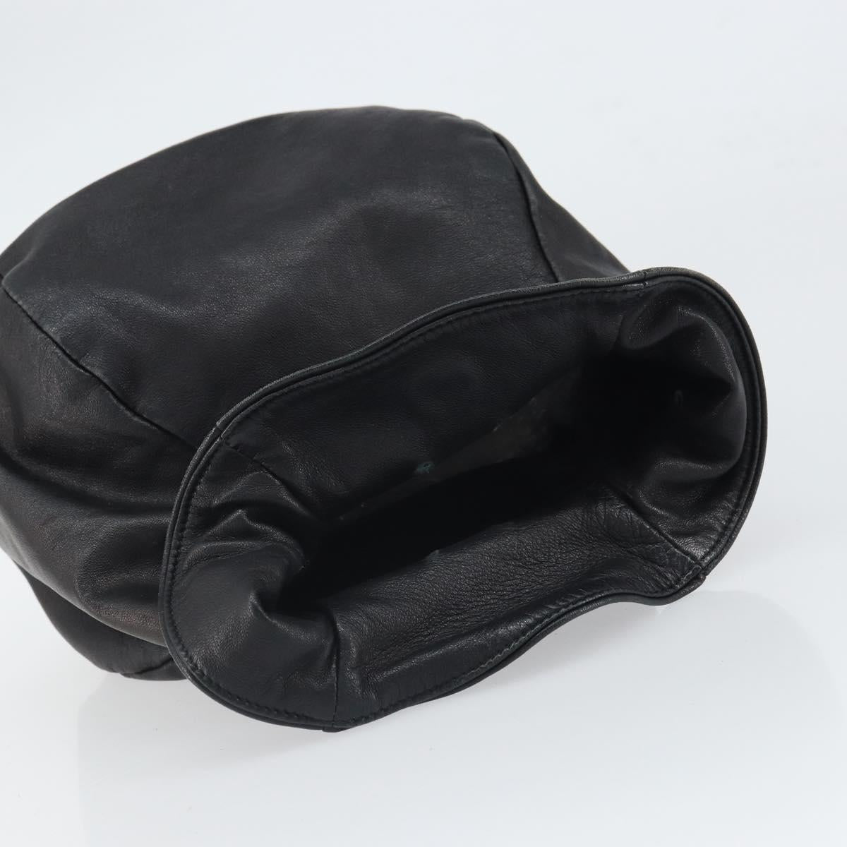 CHANEL Purse Pouch Lamb Skin Black CC Auth 164798