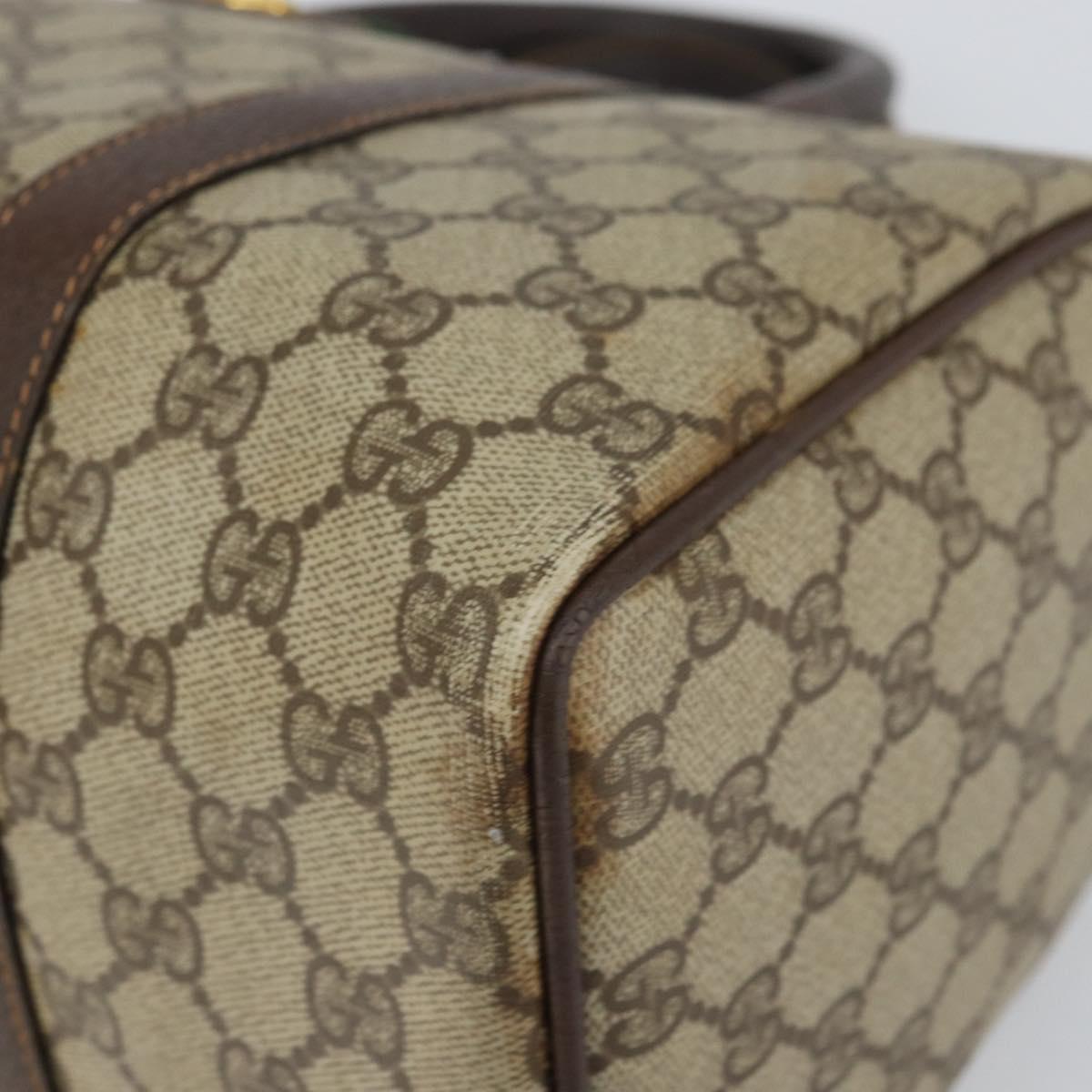 GUCCI GG Supreme Web Sherry Line Hand Bag PVC Beige Gold 40 02 007 Auth 164799