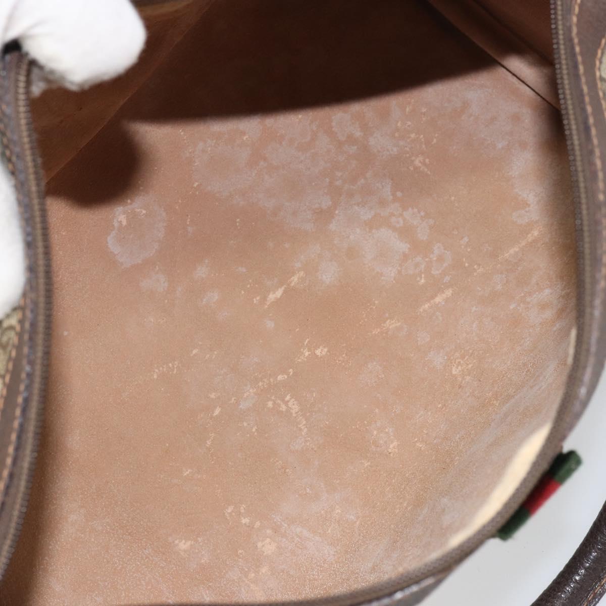 GUCCI GG Supreme Web Sherry Line Hand Bag PVC Beige Gold 40 02 007 Auth 164799