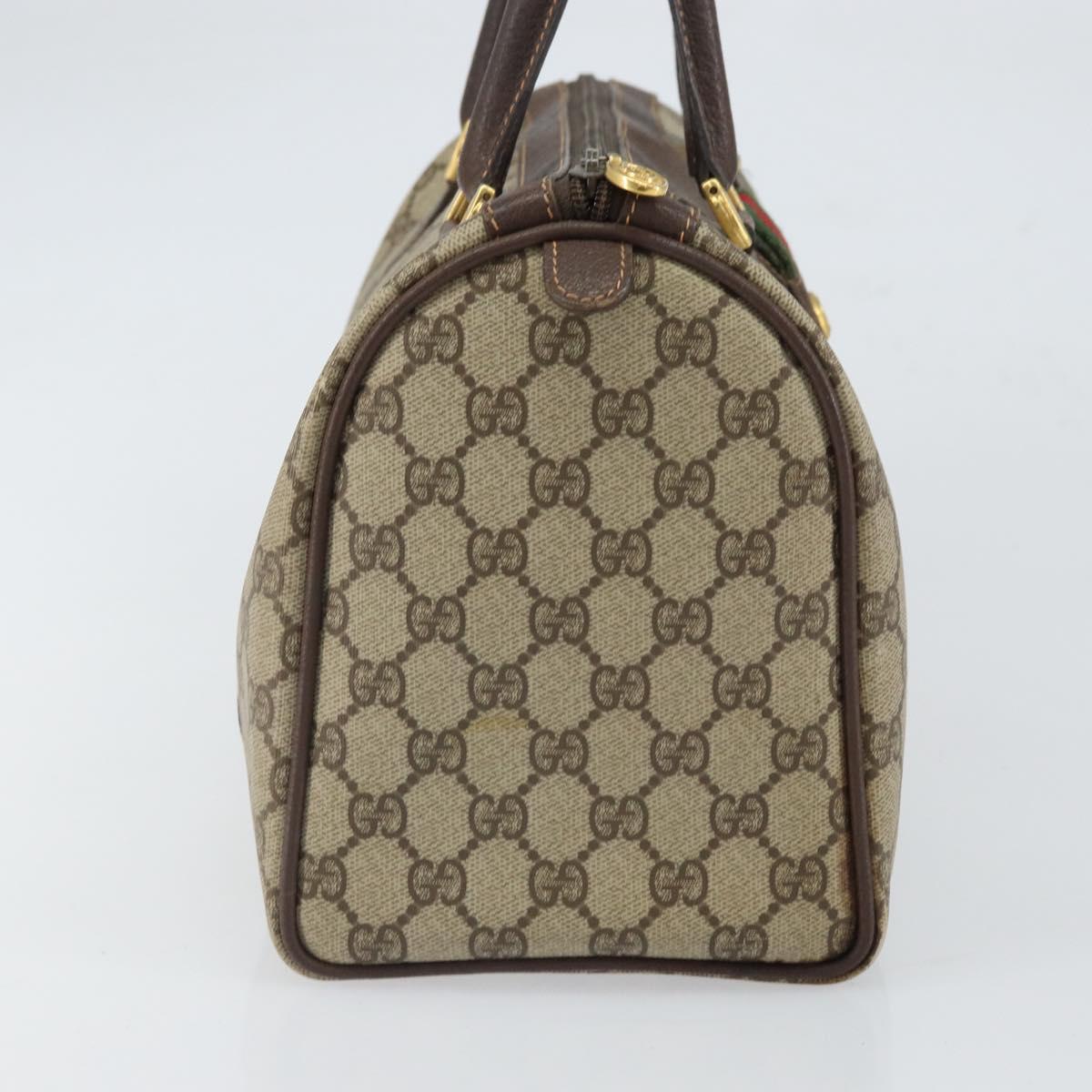 GUCCI GG Supreme Web Sherry Line Hand Bag PVC Beige Gold 40 02 007 Auth 164799
