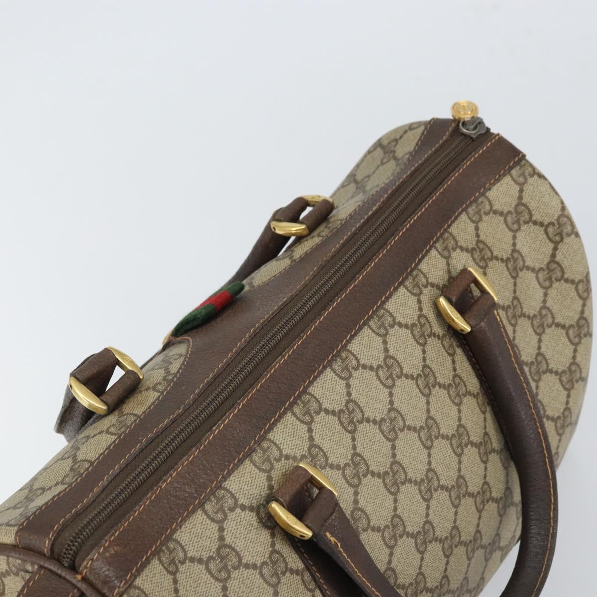 GUCCI GG Supreme Web Sherry Line Hand Bag PVC Beige Gold 40 02 007 Auth 164799
