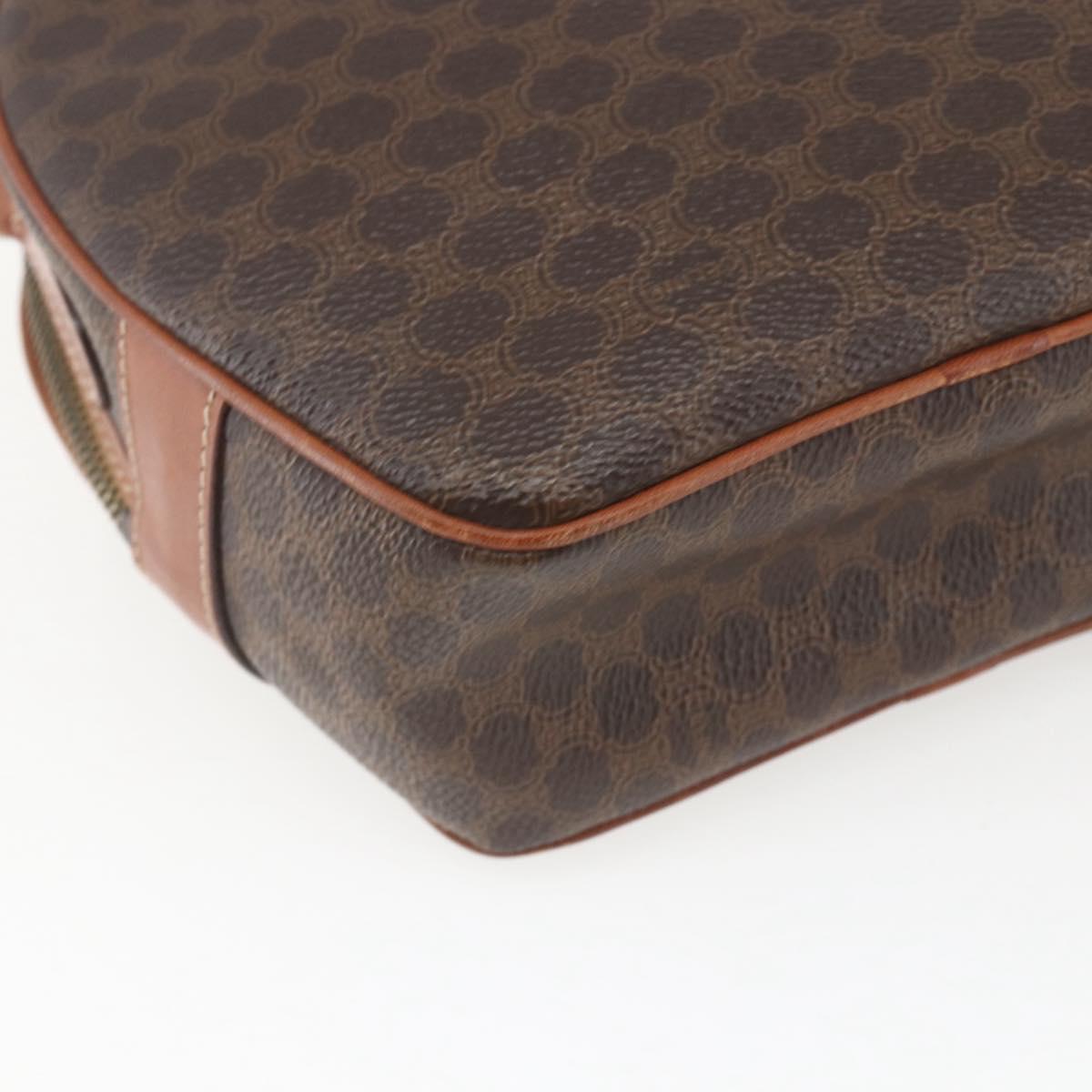 CELINE Macadam Canvas Shoulder Bag PVC Leather Brown Gold Auth 164800