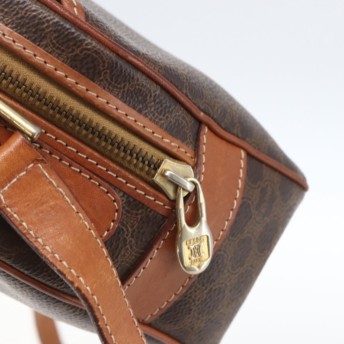 CELINE Macadam Canvas Shoulder Bag PVC Leather Brown Gold Auth 164800