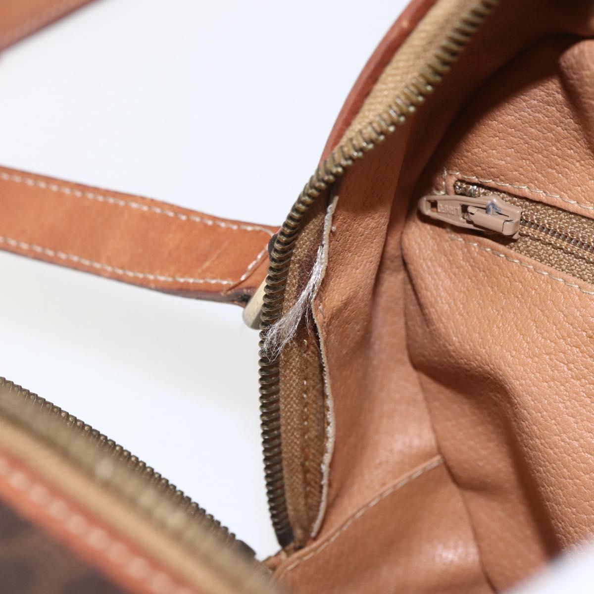 CELINE Macadam Canvas Shoulder Bag PVC Leather Brown Gold Auth 164800