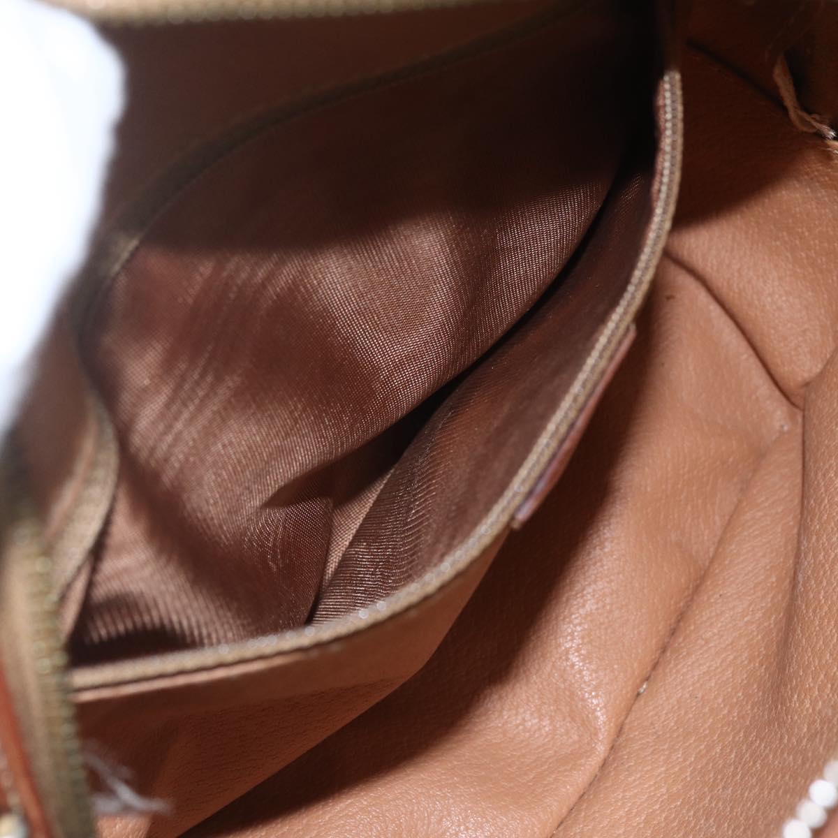 CELINE Macadam Canvas Shoulder Bag PVC Leather Brown Gold Auth 164800