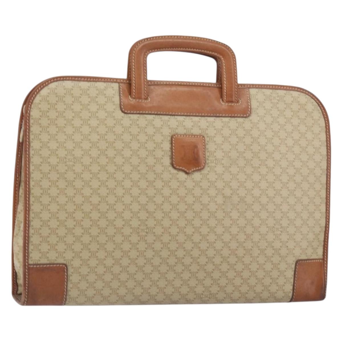 CELINE Macadam Canvas Hand Bag PVC Beige Gold Auth 164813