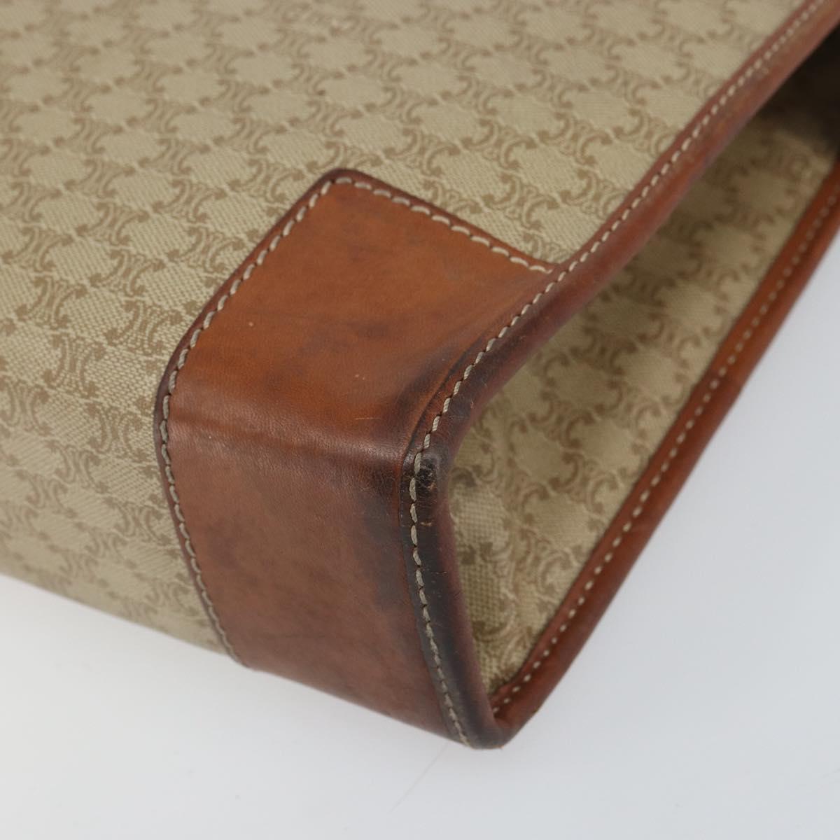 CELINE Macadam Canvas Hand Bag PVC Beige Gold Auth 164813