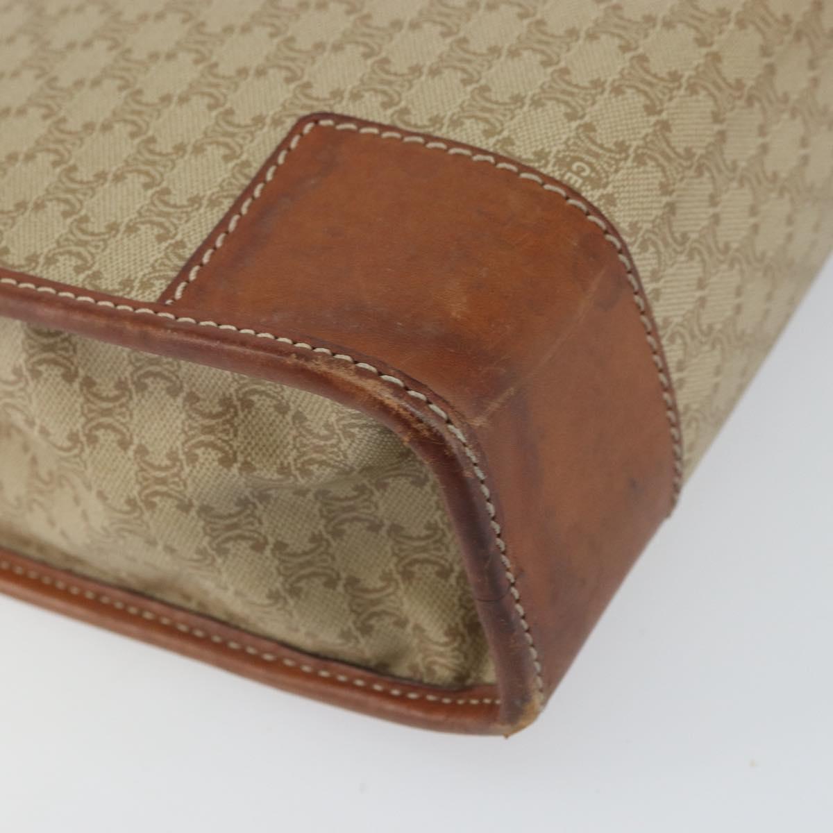 CELINE Macadam Canvas Hand Bag PVC Beige Gold Auth 164813