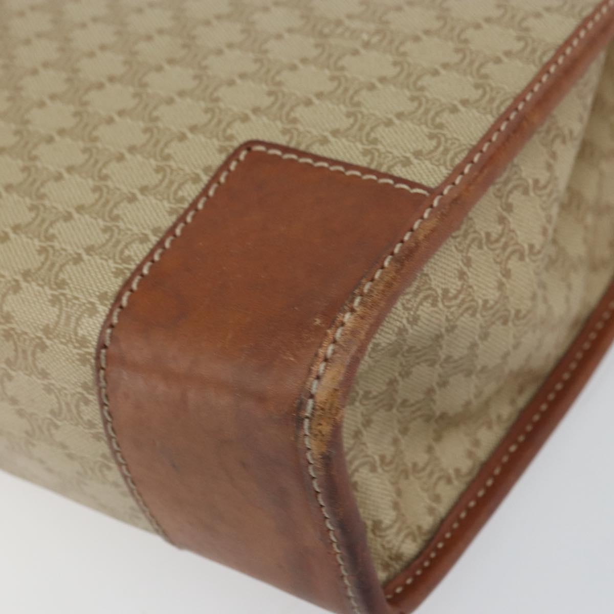 CELINE Macadam Canvas Hand Bag PVC Beige Gold Auth 164813
