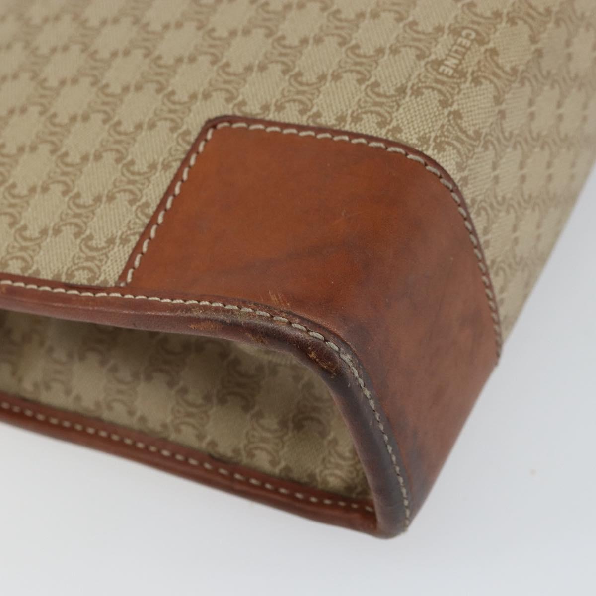 CELINE Macadam Canvas Hand Bag PVC Beige Gold Auth 164813