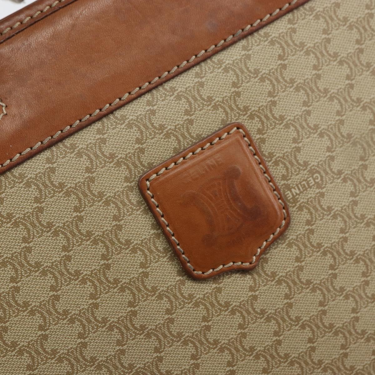 CELINE Macadam Canvas Hand Bag PVC Beige Gold Auth 164813