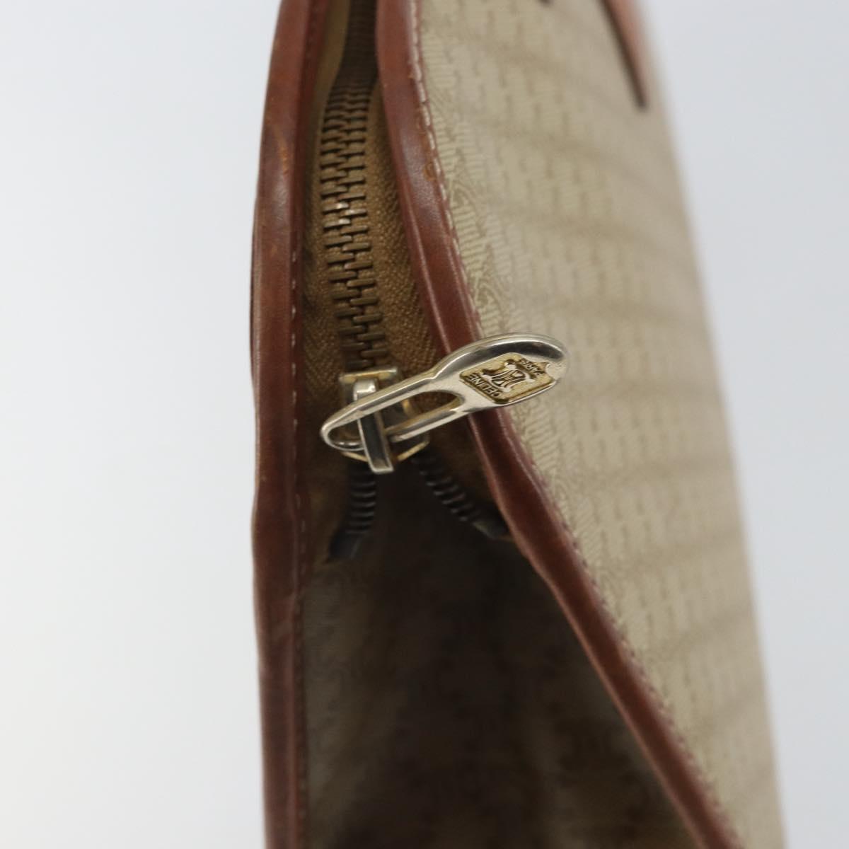 CELINE Macadam Canvas Hand Bag PVC Beige Gold Auth 164813