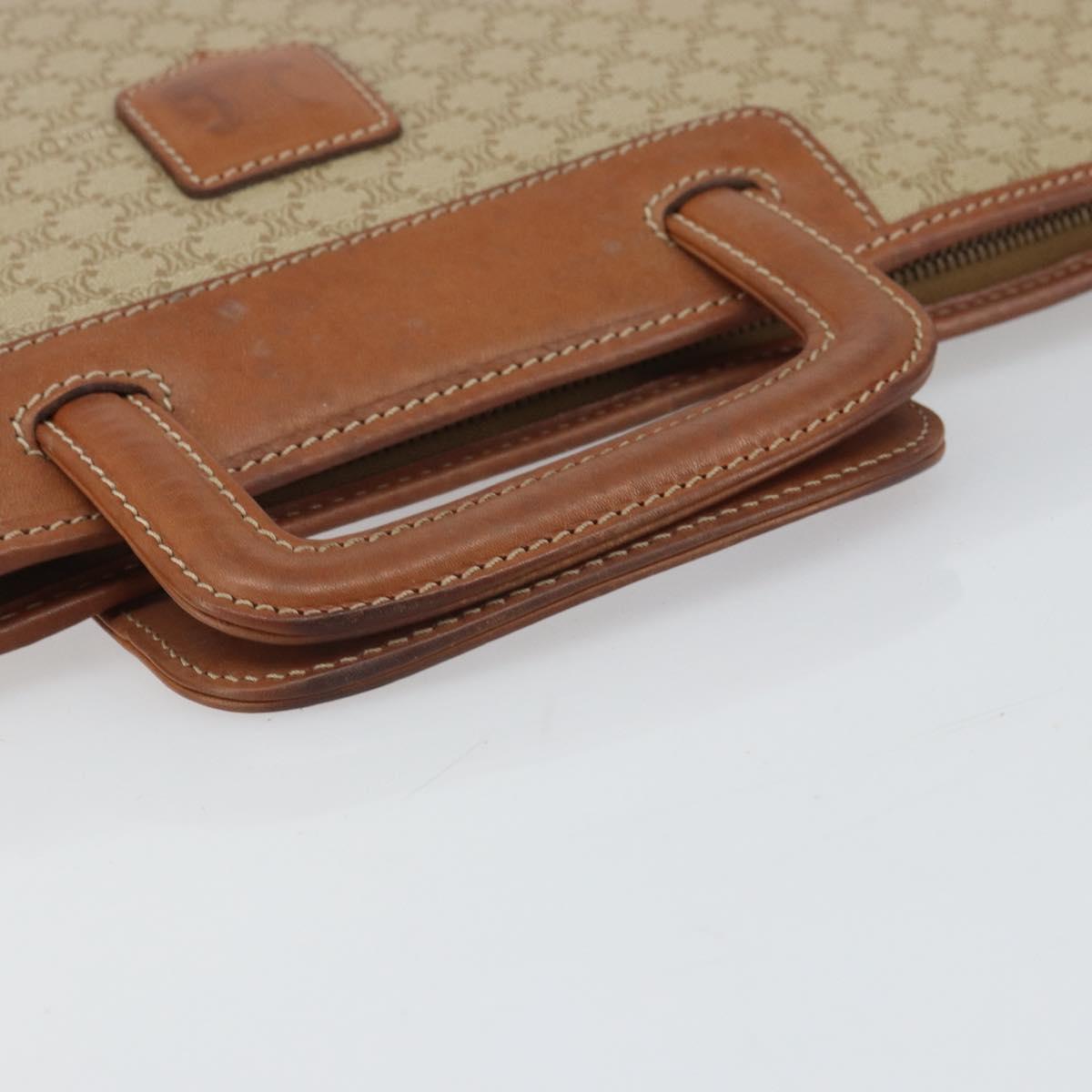 CELINE Macadam Canvas Hand Bag PVC Beige Gold Auth 164813