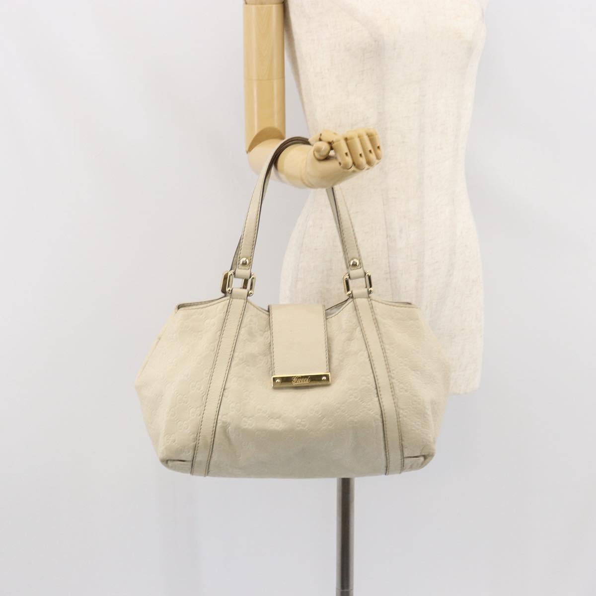 GUCCI GG Canvas Guccissima Sukey Hand Bag Ivory Gold 211937 Auth 164815