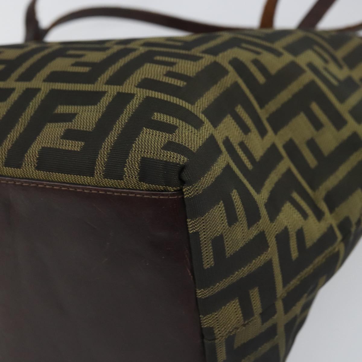 FENDI Zucca Canvas Tote Bag Black Brown Auth 164817