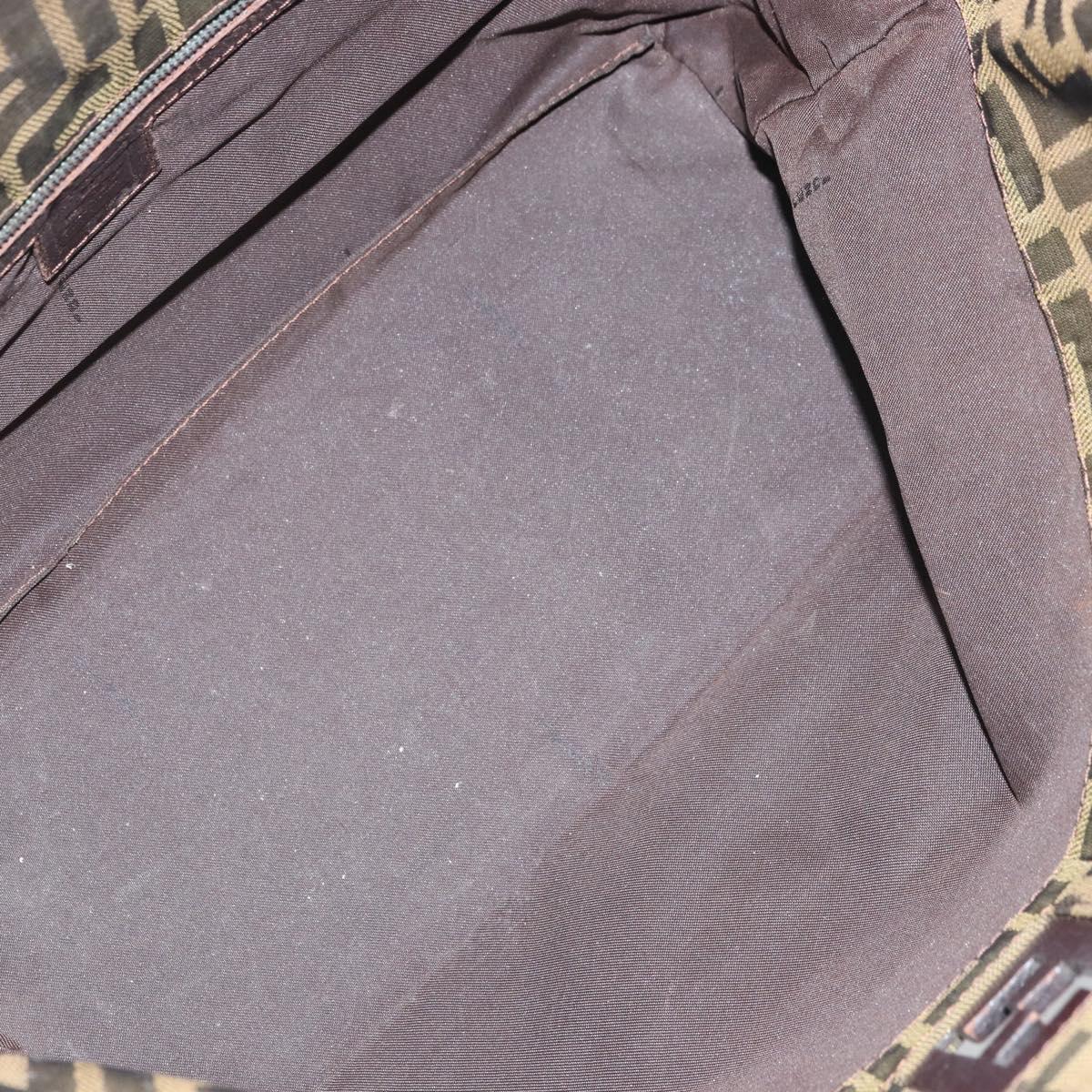 FENDI Zucca Canvas Tote Bag Black Brown Auth 164817