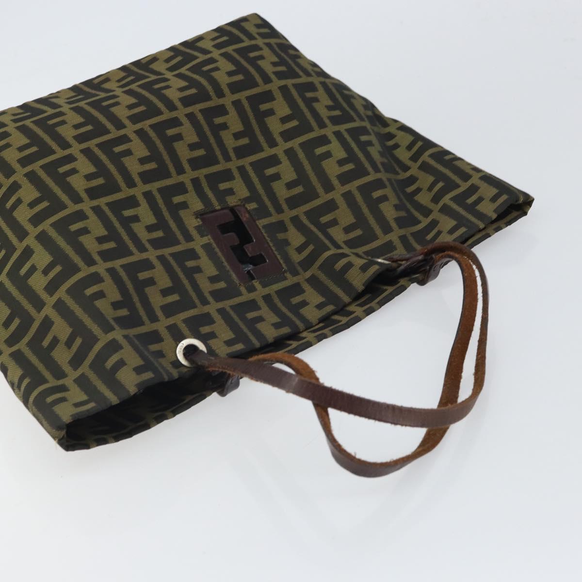 FENDI Zucca Canvas Tote Bag Black Brown Auth 164817