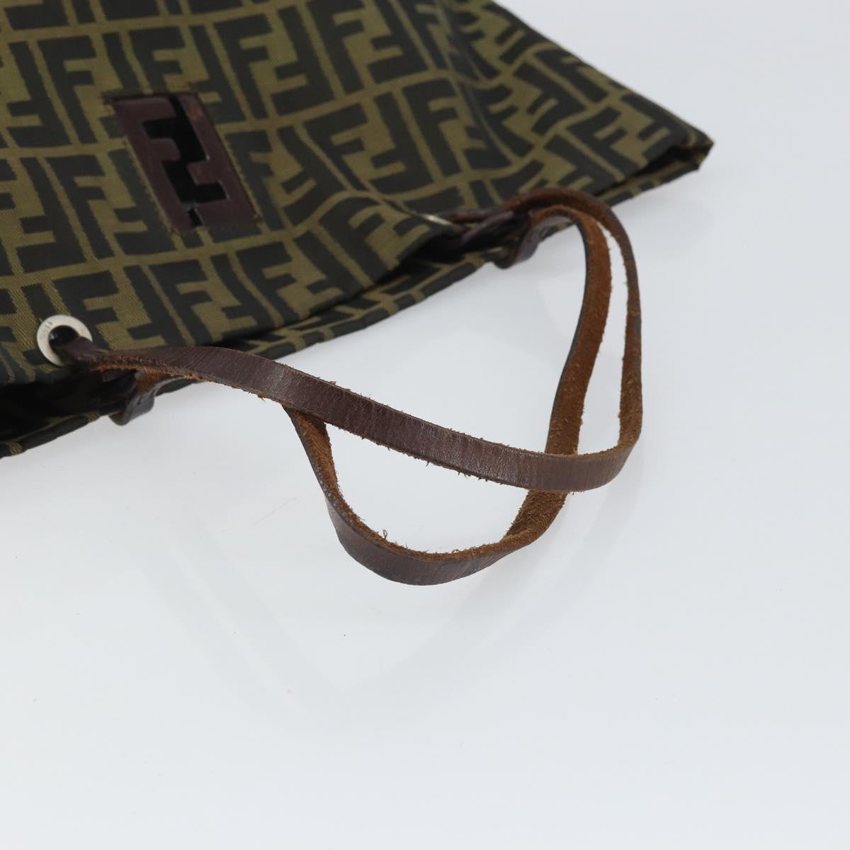 FENDI Zucca Canvas Tote Bag Black Brown Auth 164817