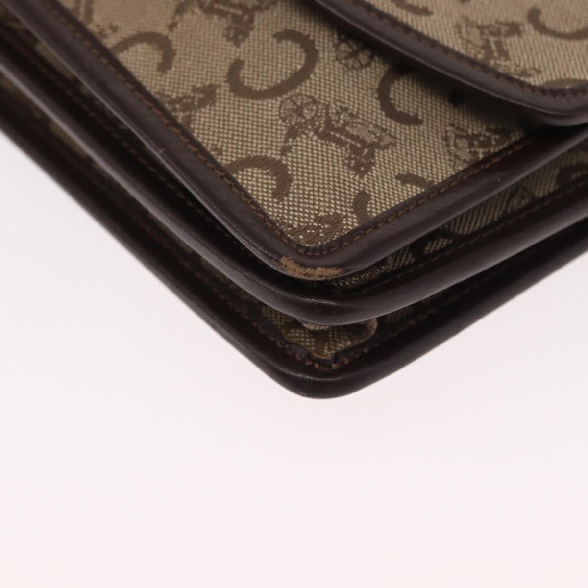 CELINE C Sulky Shoulder Bag Canvas Beige Gold Auth 164819