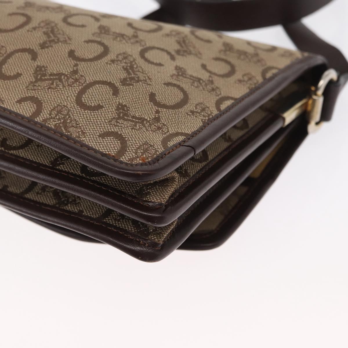 CELINE C Sulky Shoulder Bag Canvas Beige Gold Auth 164819