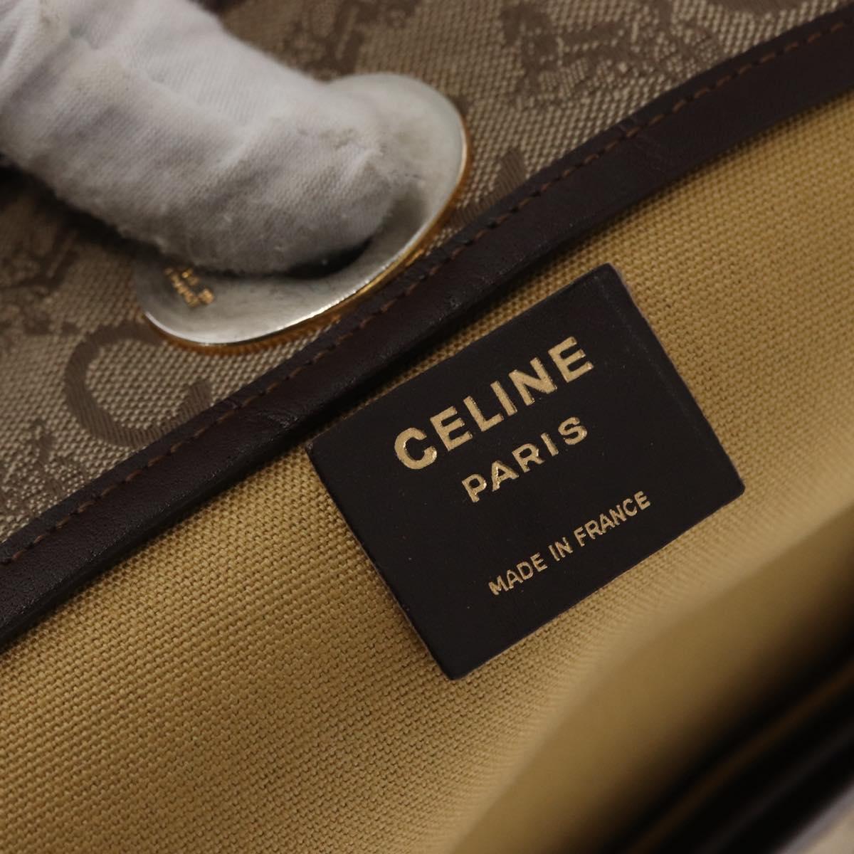 CELINE C Sulky Shoulder Bag Canvas Beige Gold Auth 164819