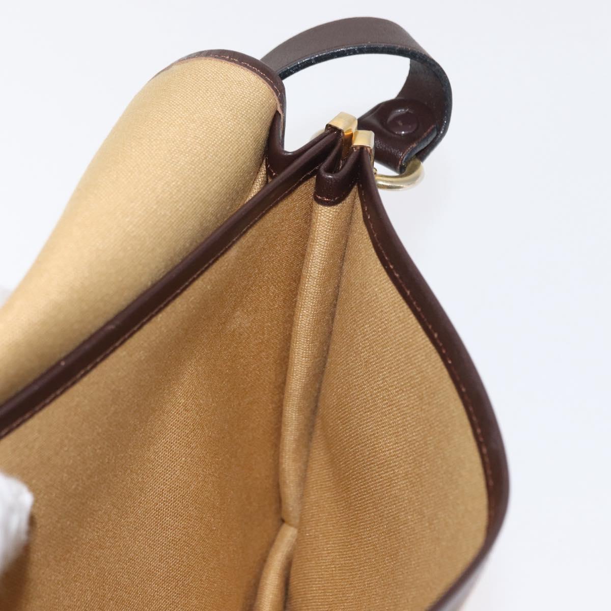 CELINE C Sulky Shoulder Bag Canvas Beige Gold Auth 164819