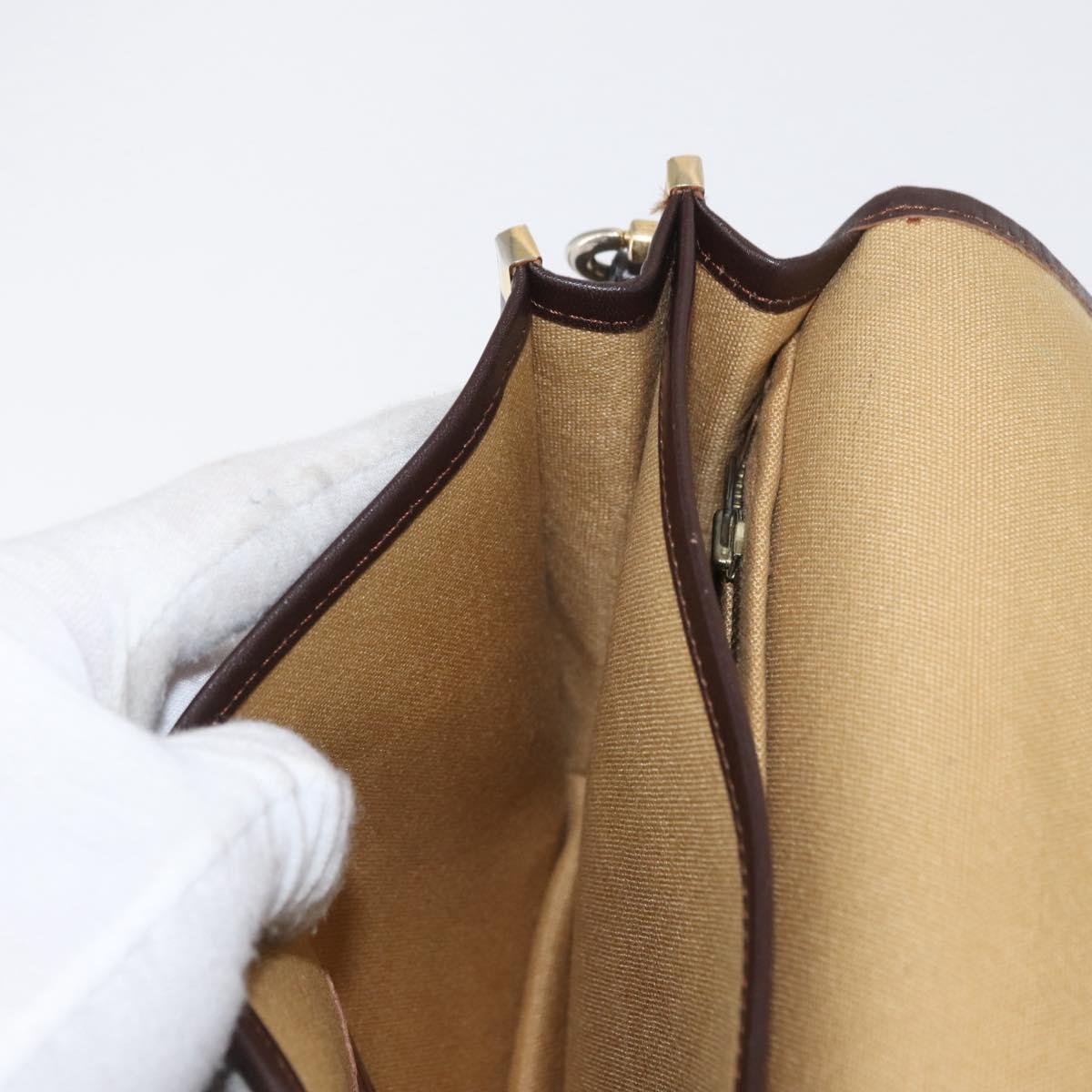 CELINE C Sulky Shoulder Bag Canvas Beige Gold Auth 164819