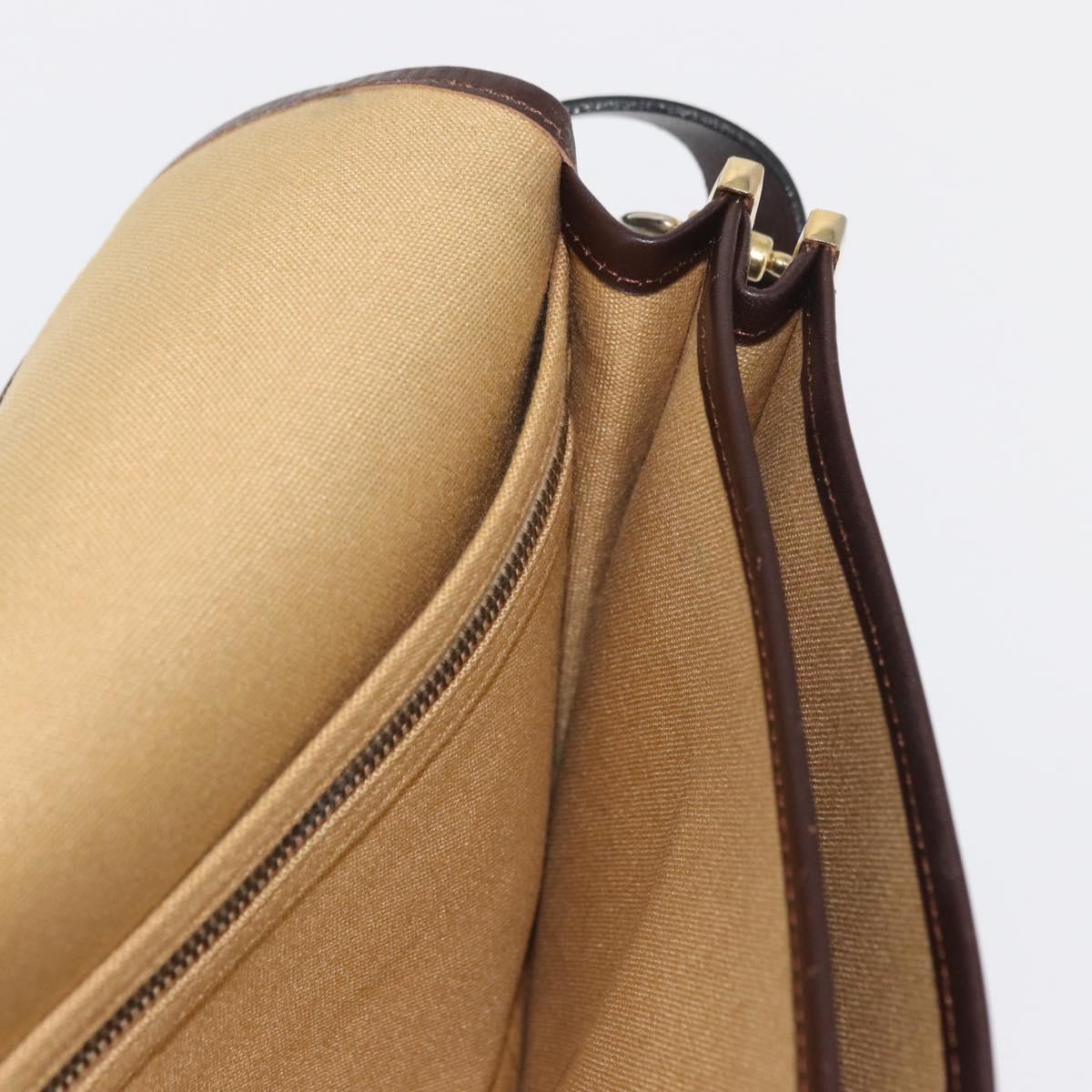 CELINE C Sulky Shoulder Bag Canvas Beige Gold Auth 164819