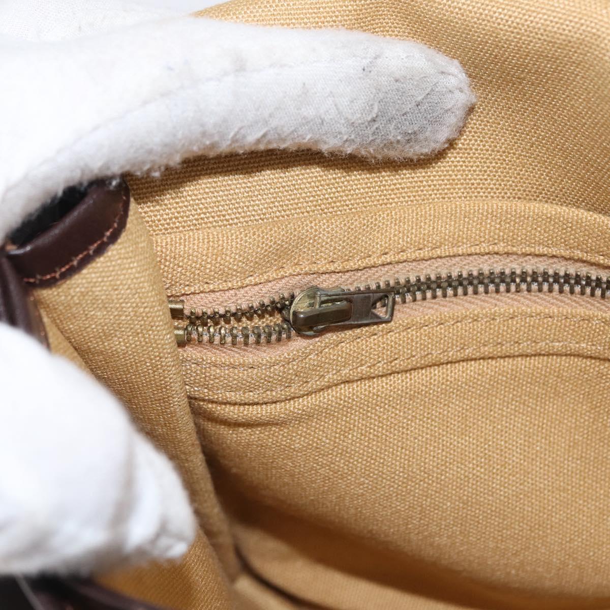 CELINE C Sulky Shoulder Bag Canvas Beige Gold Auth 164819