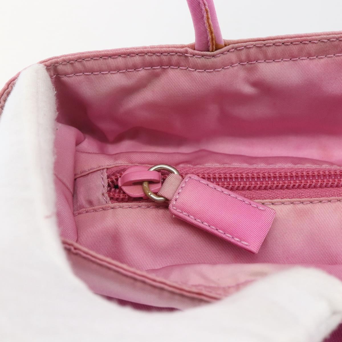 PRADA Tote Bag Nylon Pink Silver Auth 164823