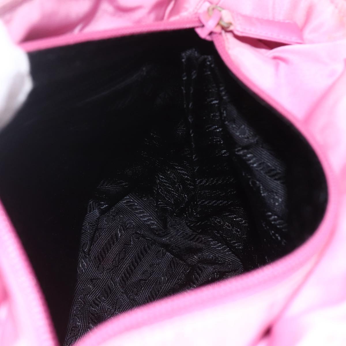 PRADA Tote Bag Nylon Pink Silver Auth 164823