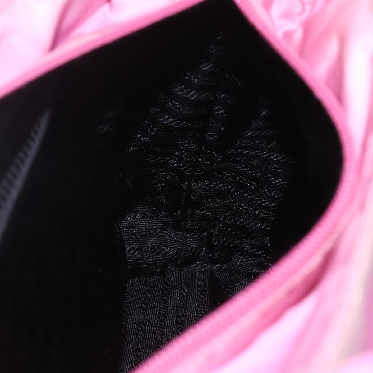 PRADA Tote Bag Nylon Pink Silver Auth 164823