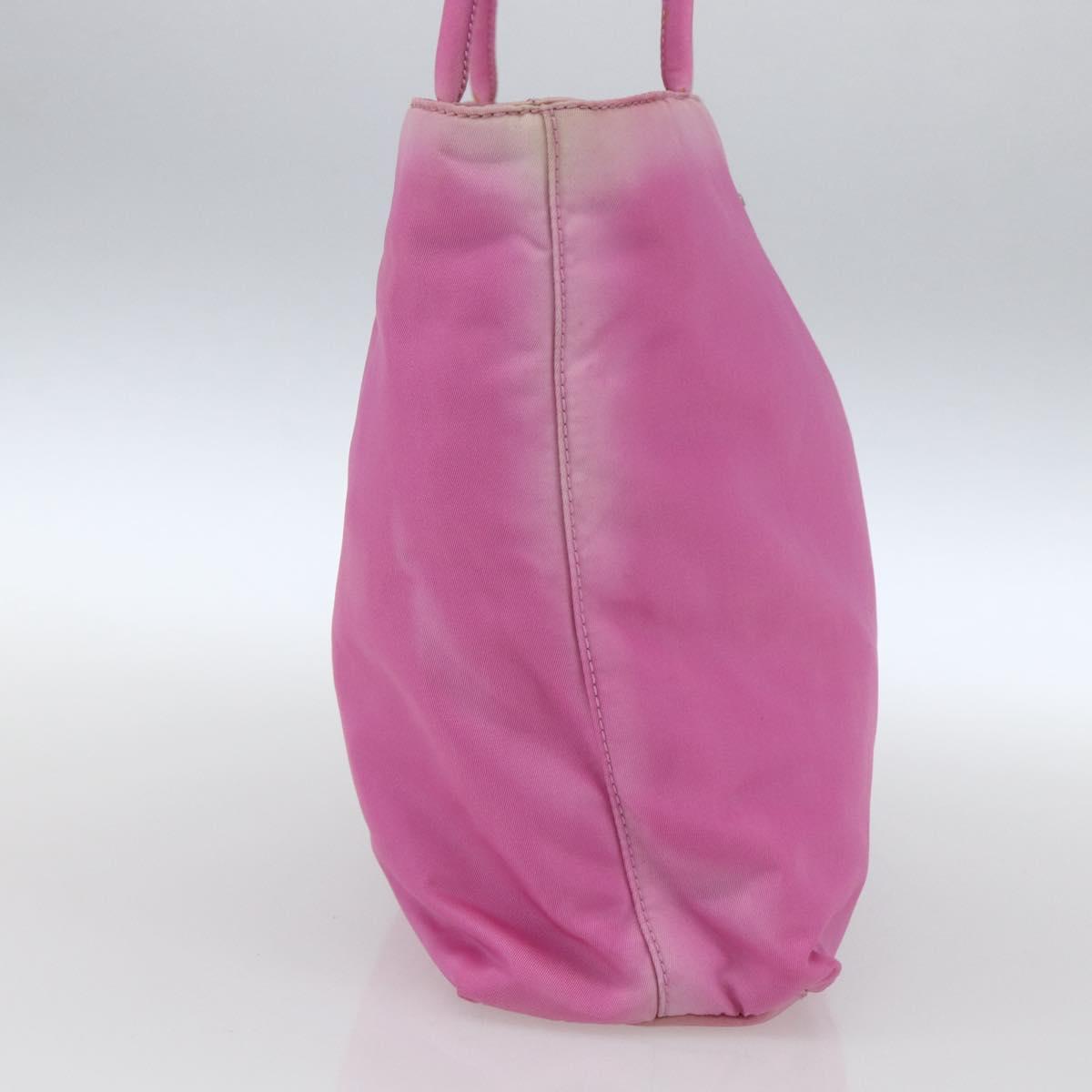 PRADA Tote Bag Nylon Pink Silver Auth 164823