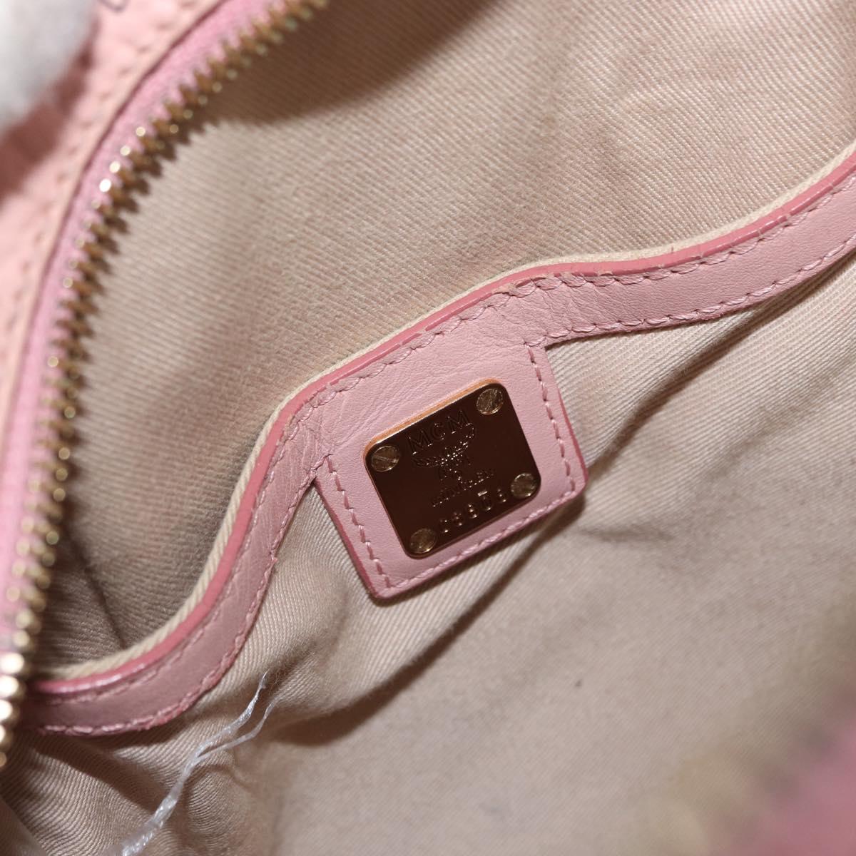 MCM Vicetos Logogram Backpack PVC Leather Pink Gold Auth 164828