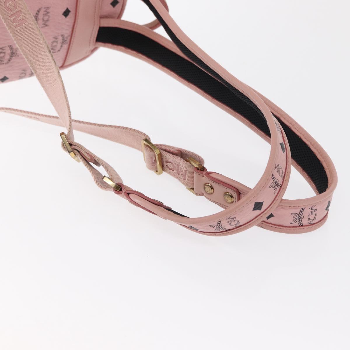 MCM Vicetos Logogram Backpack PVC Leather Pink Gold Auth 164828