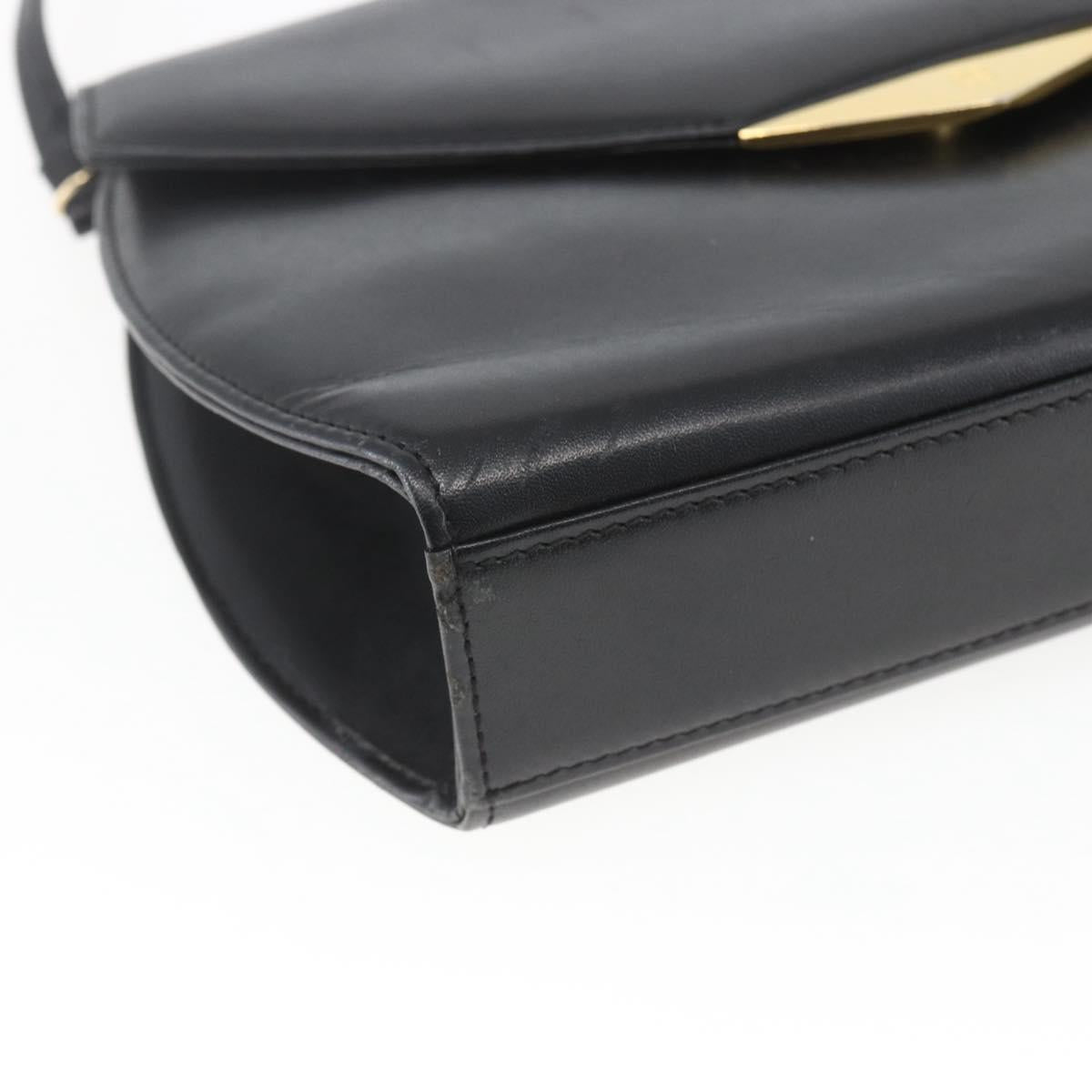 GIVENCHY Shoulder Bag Leather Black Gold Auth 164833