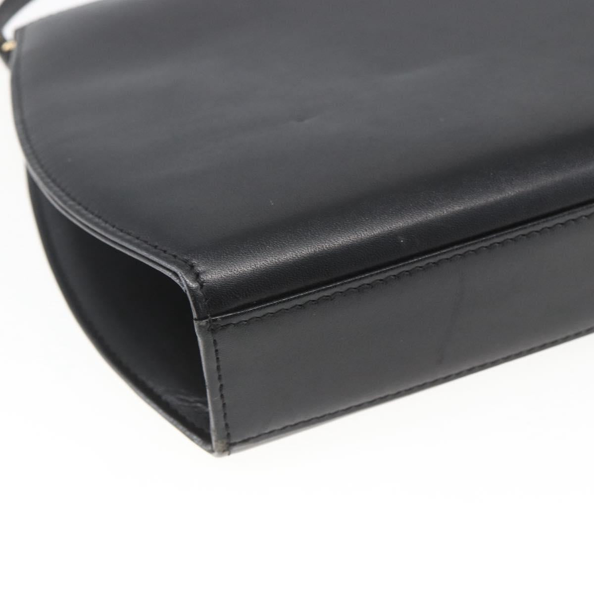 GIVENCHY Shoulder Bag Leather Black Gold Auth 164833