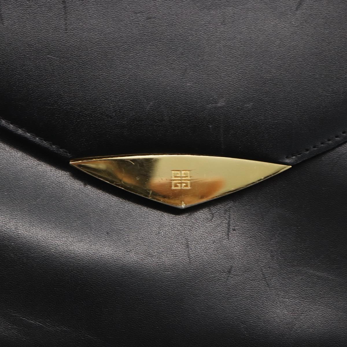 GIVENCHY Shoulder Bag Leather Black Gold Auth 164833